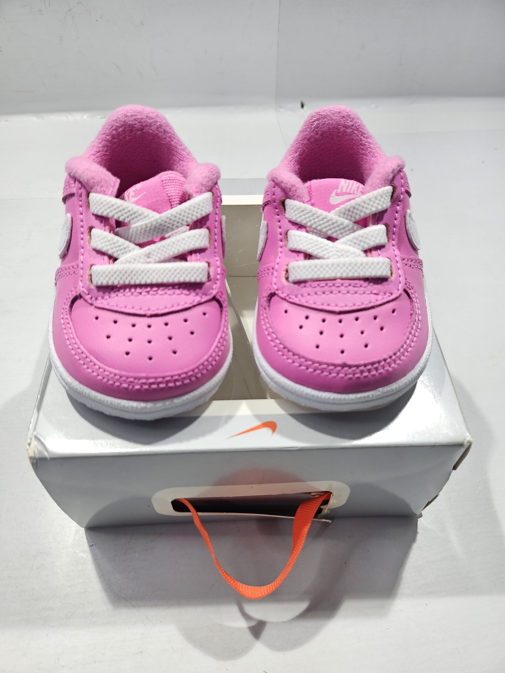 NIKE FORCE 1 CRIB SHOES PLAYFUL PINK/WHITE ROSE INFANT BAVY SIZE 1C - Picture 11 of 11